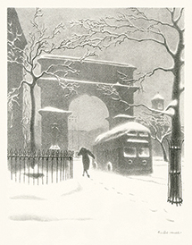 New York City, Washington Square Arch, Snow
